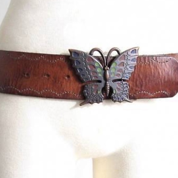 Anthropologie Accessories - Anthro Linea Pelle Butterfly Leather Brown Belt L